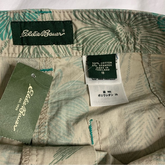 Eddie Bauer Beige and Teal Floral Print Cotton Blend  Skirt Size 8 NWT - Picture 9 of 12